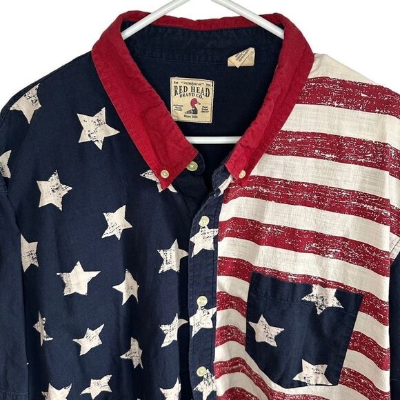 RedHead Brand Co. - American Flag Design Short Sleeve Button up - Picture 2 of 8